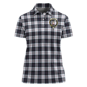 MacRae Dress Modern Tartan Polo Shirt with Family Crest For Women