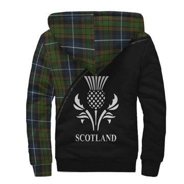 MacRae Hunting Tartan Sherpa Hoodie with Family Crest Curve Style