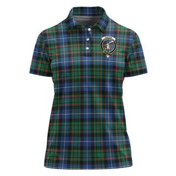 MacRae Hunting Ancient Tartan Polo Shirt with Family Crest For Women