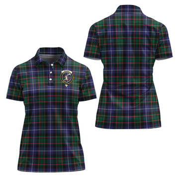 MacRae Hunting Modern Tartan Polo Shirt with Family Crest For Women