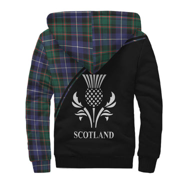 MacRae Hunting Modern Tartan Sherpa Hoodie with Family Crest Curve Style