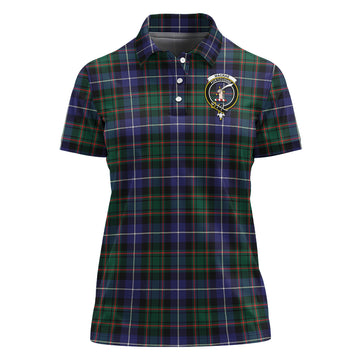 MacRae Hunting Modern Tartan Polo Shirt with Family Crest For Women
