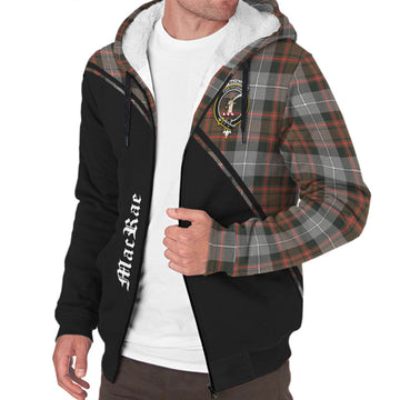 MacRae Hunting Weathered Tartan Sherpa Hoodie with Family Crest Curve Style