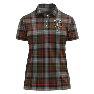MacRae Hunting Weathered Tartan Polo Shirt with Family Crest For Women