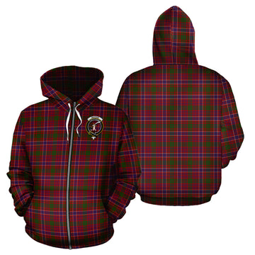 MacRae Red Tartan Hoodie with Family Crest