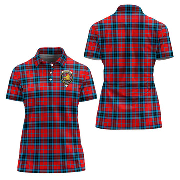 MacTavish Modern Tartan Polo Shirt with Family Crest For Women