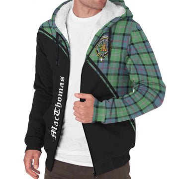 MacThomas Ancient Tartan Sherpa Hoodie with Family Crest Curve Style