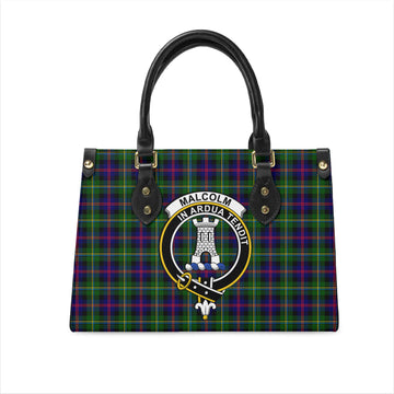 Malcolm Tartan Leather Bag with Family Crest
