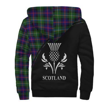 Malcolm Tartan Sherpa Hoodie with Family Crest Curve Style