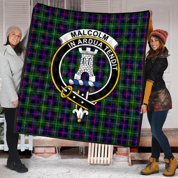 Malcolm Tartan Quilt with Family Crest