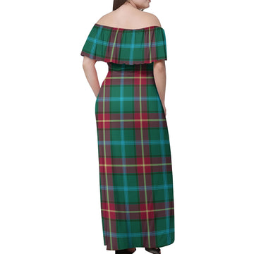 Manitoba Province Canada Tartan Off Shoulder Long Dress