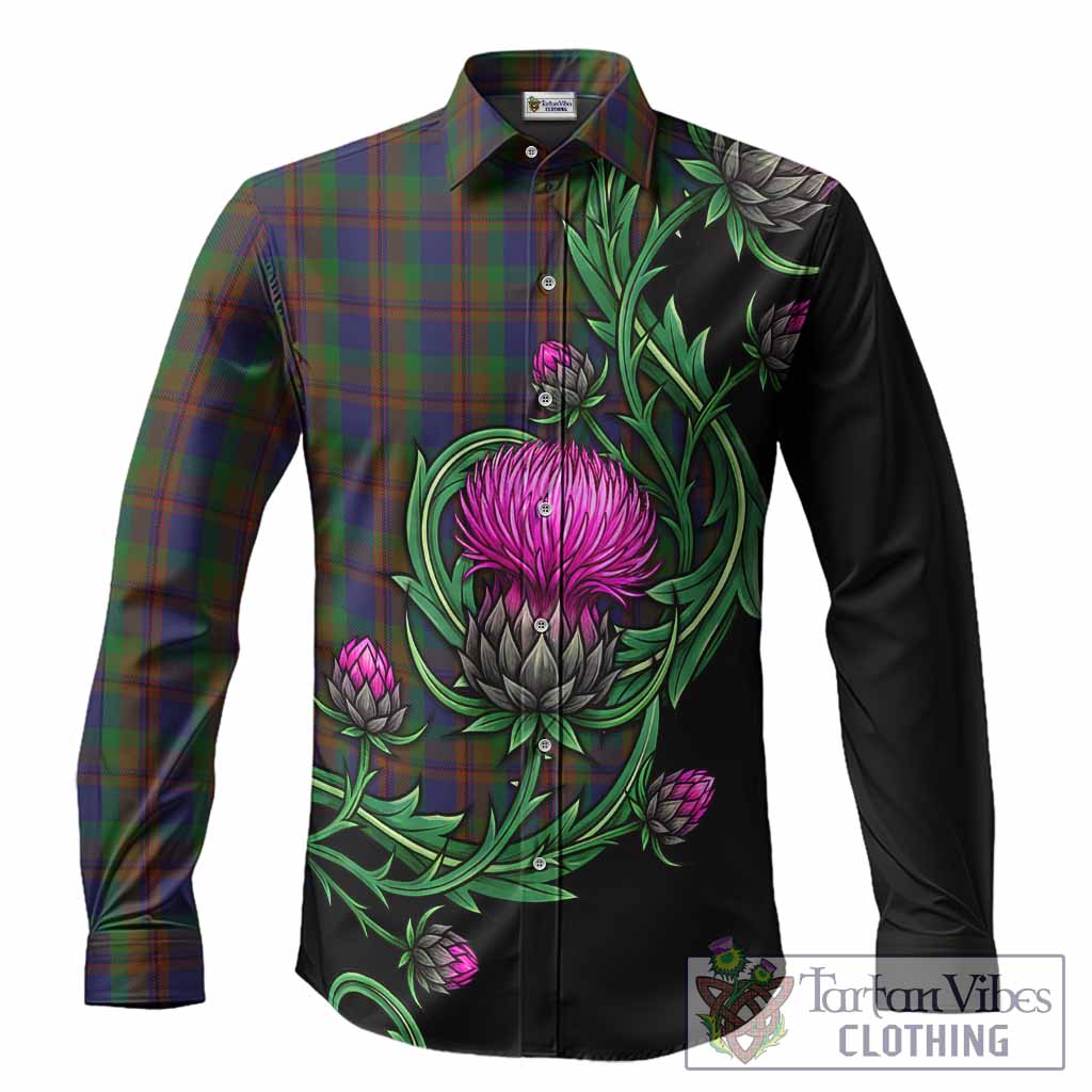 Mann Tartan Long Sleeve Button Shirts Resilient Scottish Thistle | Tartan Vibes Clothing Mann Tartan Long Sleeve Button Shirts Resilient Scottish Thistle | Tartan Vibes Clothing