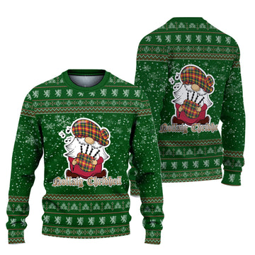 Maple Leaf Canada Clan Christmas Family Knitted Sweater with Funny Gnome Playing Bagpipes