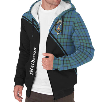Matheson Hunting Ancient Tartan Sherpa Hoodie with Family Crest Curve Style