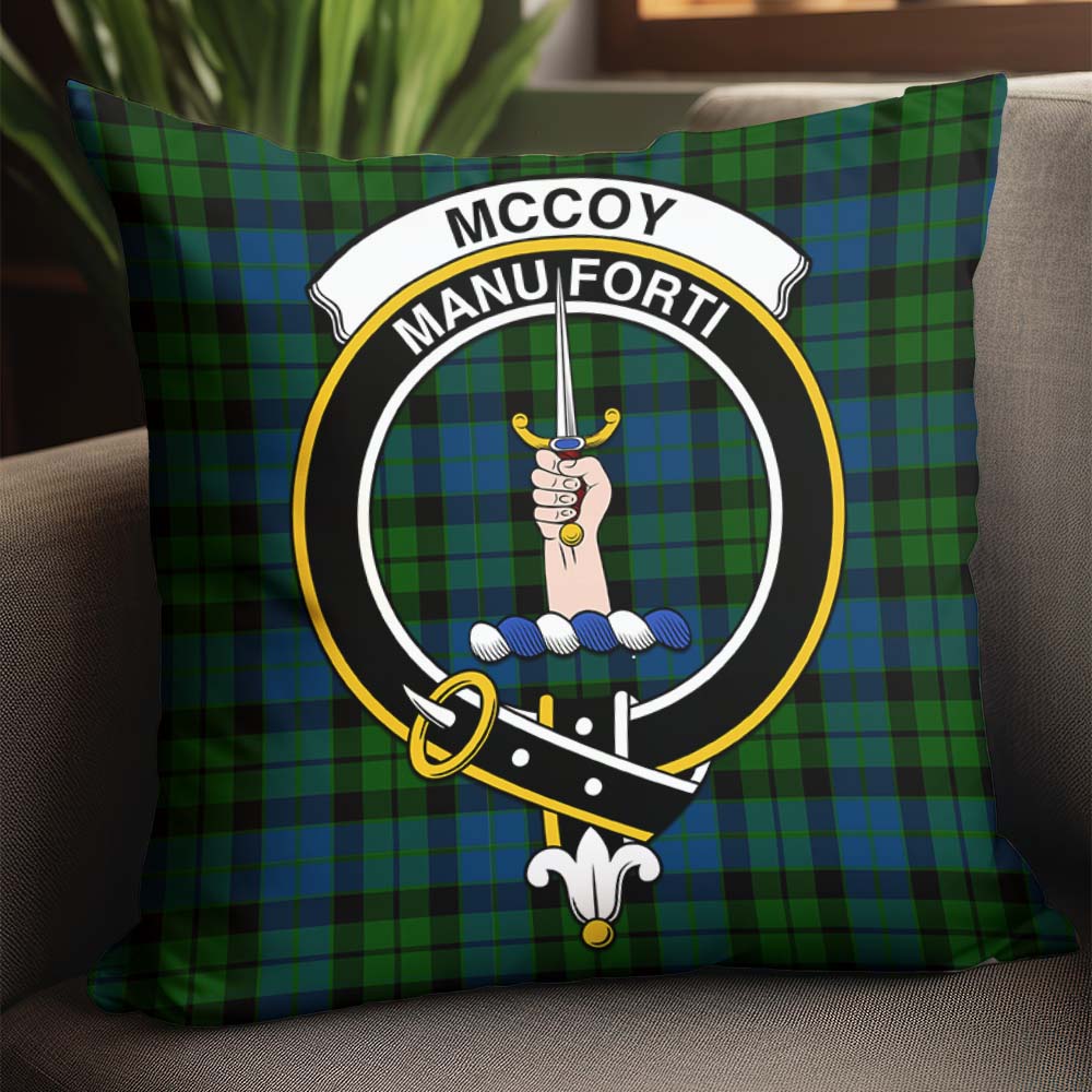 McCoy Tartan Pillow Cover with Family Crest - Tartanvibesclothing