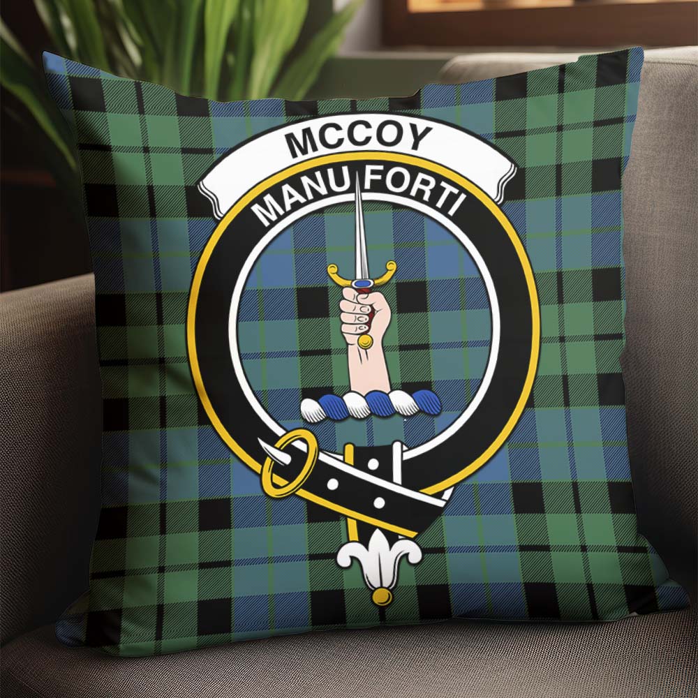 McCoy Ancient Tartan Pillow Cover with Family Crest - Tartanvibesclothing