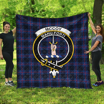 McCoy Blue Tartan Quilt with Family Crest