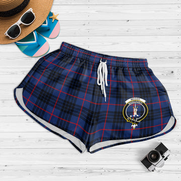 McCoy Blue Tartan Womens Shorts with Family Crest