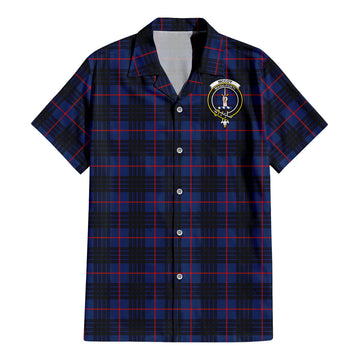 McCoy Blue Tartan Short Sleeve Button Down Shirt with Family Crest