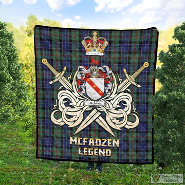 McFadzen 02 Tartan Quilt with Clan Crest and the Golden Sword of Courageous Legacy