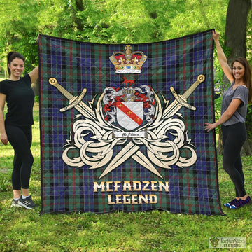 McFadzen 02 Tartan Quilt with Clan Crest and the Golden Sword of Courageous Legacy
