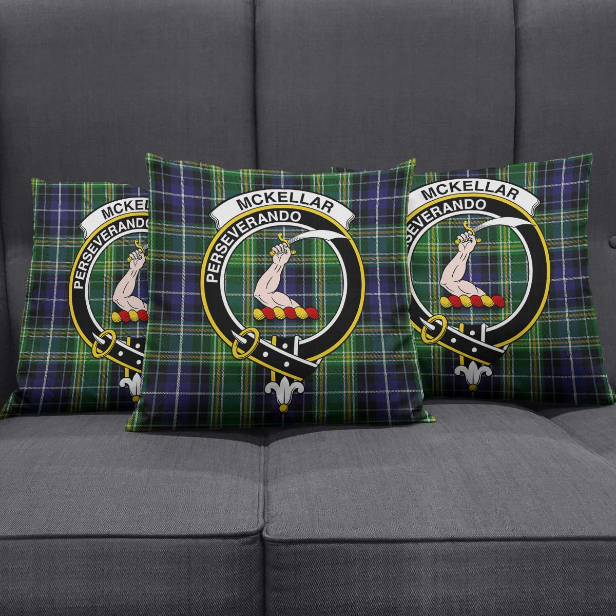 McKellar Tartan Pillow Cover with Family Crest Square Pillow Cover - Tartanvibesclothing