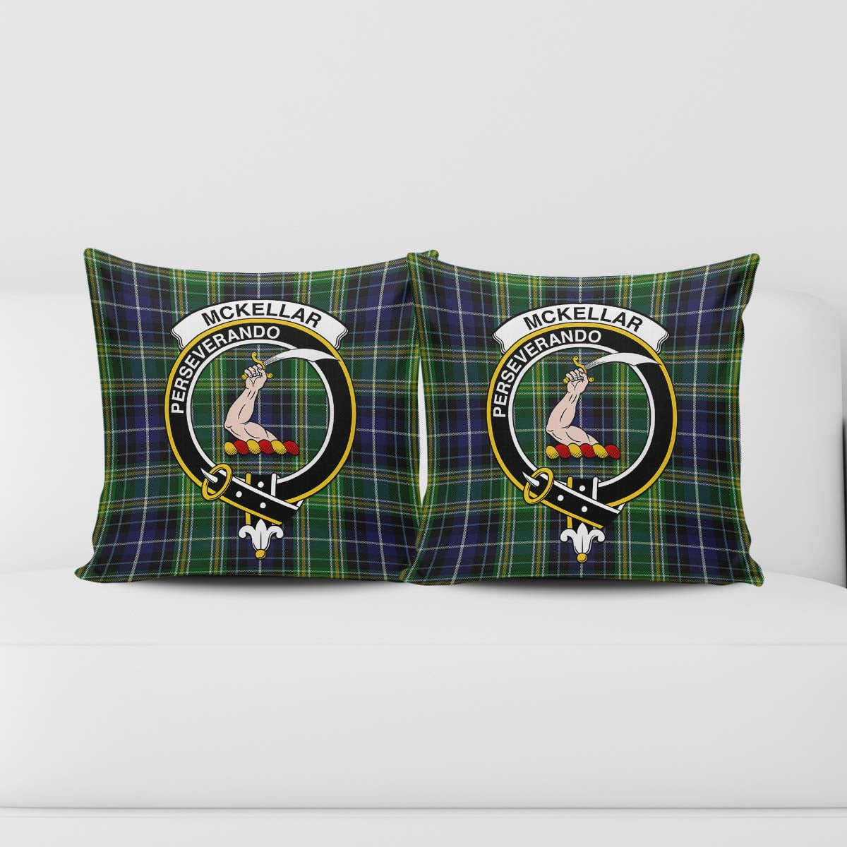 McKellar Tartan Pillow Cover with Family Crest - Tartanvibesclothing