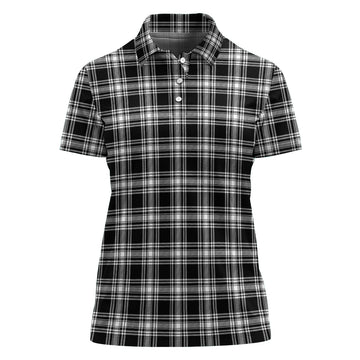 Menzies Black and White Tartan Polo Shirt For Women