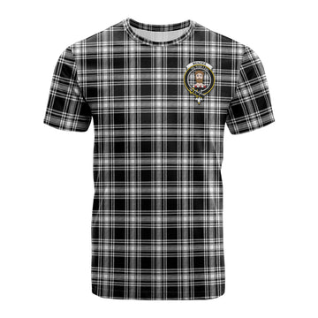Menzies Black and White Tartan T-Shirt with Family Crest
