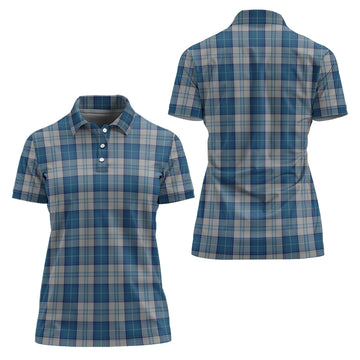 Menzies Dress Blue and White Tartan Polo Shirt For Women
