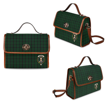 Menzies Green Tartan Waterproof Canvas Bag with Family Crest