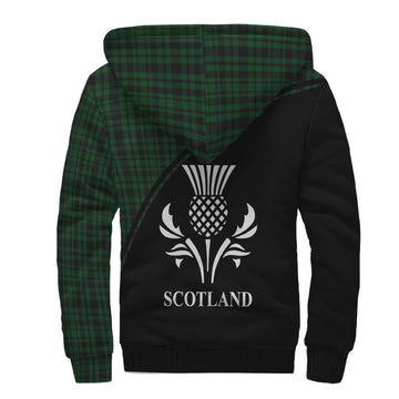 Menzies Green Tartan Sherpa Hoodie with Family Crest Curve Style