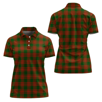 Menzies Green Modern Tartan Polo Shirt For Women