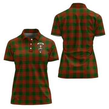 Menzies Green Modern Tartan Polo Shirt with Family Crest For Women