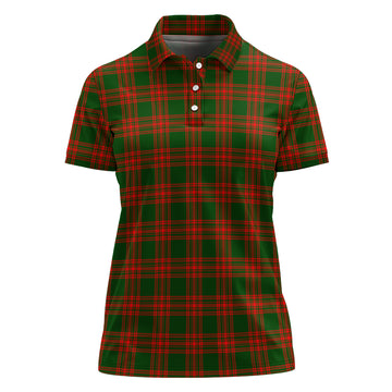 Menzies Green Modern Tartan Polo Shirt For Women