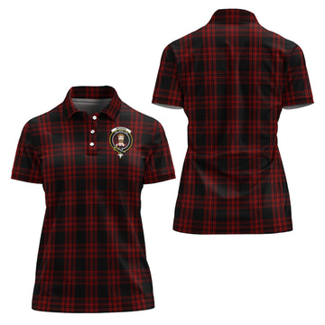 Menzies Hunting Tartan Polo Shirt with Family Crest For Women