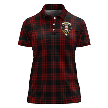 Menzies Hunting Tartan Polo Shirt with Family Crest For Women