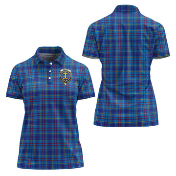 Mercer Modern Tartan Polo Shirt with Family Crest For Women
