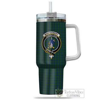 Montgomery Tartan and Family Crest Tumbler with Handle