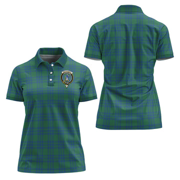 Montgomery Ancient Tartan Polo Shirt with Family Crest For Women