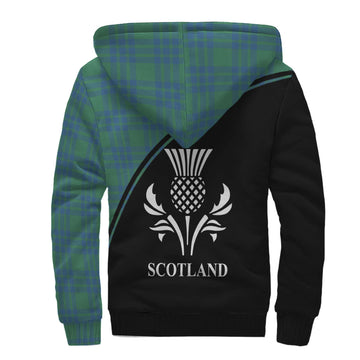 Montgomery Ancient Tartan Sherpa Hoodie with Family Crest Curve Style