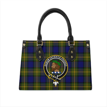 Moore Tartan Leather Bag with Family Crest