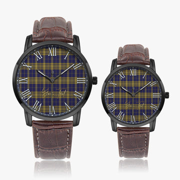 Morris of Wales Tartan Personalized Your Text Leather Trap Quartz Watch