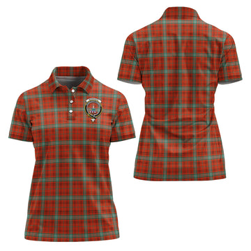 Morrison Red Ancient Tartan Polo Shirt with Family Crest For Women