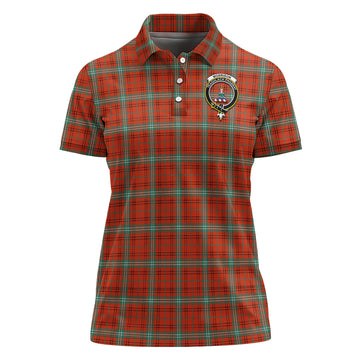 Morrison Red Ancient Tartan Polo Shirt with Family Crest For Women