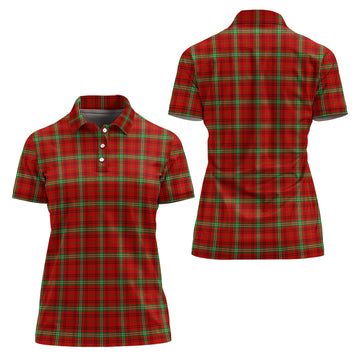 Morrison Red Modern Tartan Polo Shirt For Women