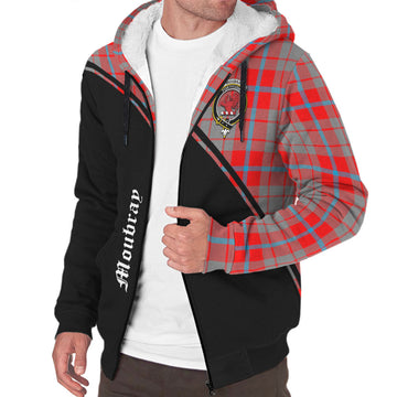 Moubray Tartan Sherpa Hoodie with Family Crest Curve Style