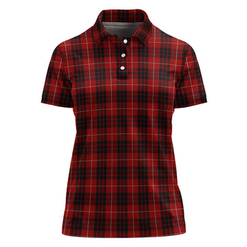 Munro Black and Red Tartan Polo Shirt For Women