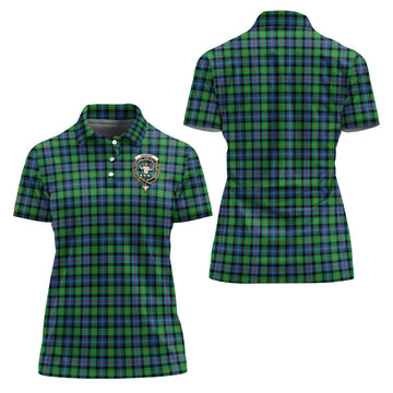 Murray of Atholl Ancient Tartan Polo Shirt with Family Crest For Women