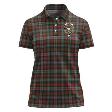 Murray of Atholl Weathered Tartan Polo Shirt with Family Crest For Women